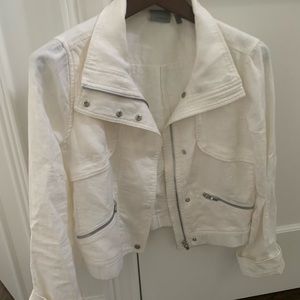 Athleta barely worn 100% linen white bomber jacket.  Washable